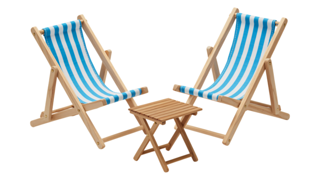 Relaxing beach chairs and side table for ultimate summer vacation vibes