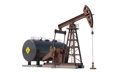 Industrial oil pump jack and storage tank for energy production