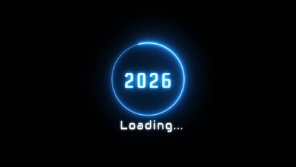Neon loading bar illustration. New year loading concept. Progress loading icon symbol.