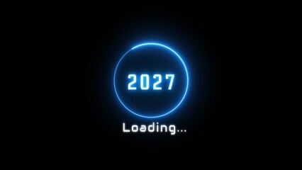 Neon loading bar illustration. New year loading concept. Progress loading icon symbol.