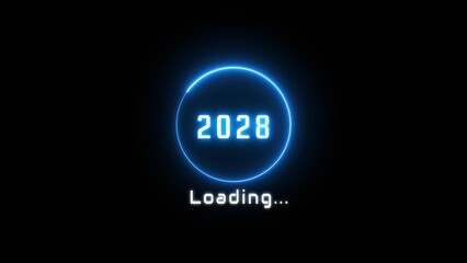 Neon loading bar illustration. New year loading concept. Progress loading icon symbol.