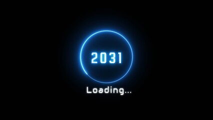 Neon loading bar illustration. New year loading concept. Progress loading icon symbol.
