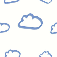 Fototapeta premium doodle cloud on white background seamless pattern