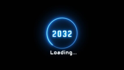 Neon loading bar illustration. New year loading concept. Progress loading icon symbol.