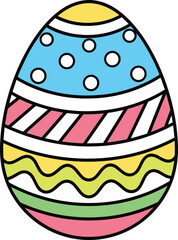 Colorful Easter egg with polka dots stripes holiday