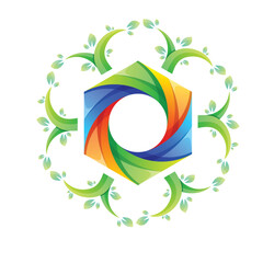 Polygon tree logo design vector