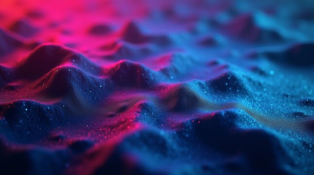 Abstract terrain with glowing particles landscape - Powered by Adobe