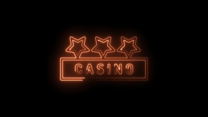 Glowing casino sign with three stars on black background gambling nightlife