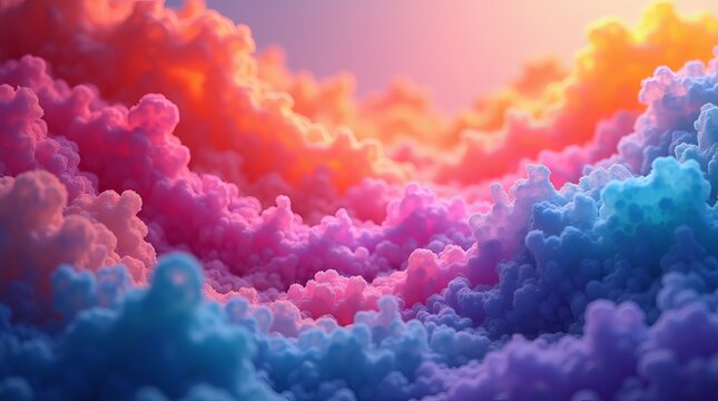 Colorful fluffy clouds at sunset pink purple