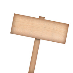 Wooden sign isolated on white background.