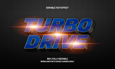 turbo drive editable racing text style with glowing effect