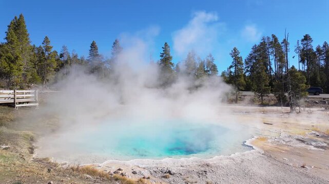 Yellowstone Silex Hot Spring Thermal Geyser in Blue