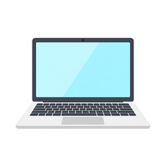 Modern Laptop with Blue Screen on White Background