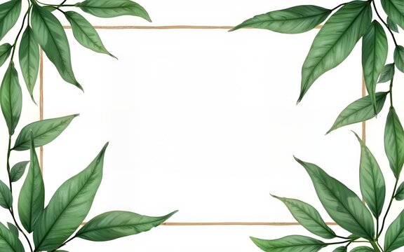 Green leaves for wedding welcome sign template. High quality
