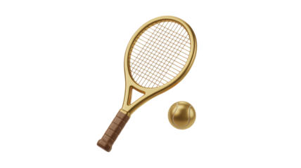Golden tennis racket and ball symbolizing achievement and sports excellence