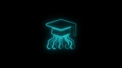Glowing neon Graduation cap line icon animation. education graduate line vertical video animation. education, achievement, university, learning, and student celebration in digital animation 4k video. - Powered by Adobe