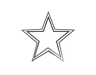 Obraz premium Outlined, five-pointed star, drawn with a sketchy black brushstroke, isolated