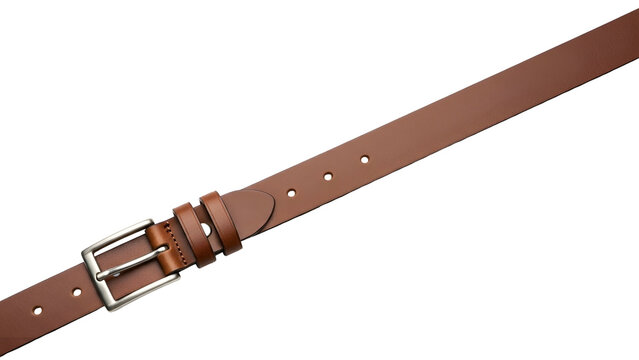 Classic brown leather accessory featuring a polished metal fastener against a stark black background.