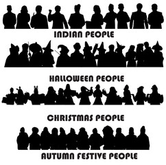 silhouettes of diverse people people with different culture and festival