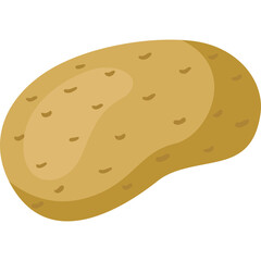 Illustration Of A Single Brown Potato With Many Small Dark Spots On Its Surface Isolated On A Transparent Background With A Subtle Shadow