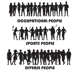 silhouettes of diverse people vector illustration