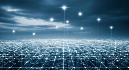 Edge computing network node cloud city data grid connection sensor network intelligent infrastructure futuristic skyline digital landscape edgecomputingnetworks