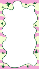 Cute Retro Frame Illustration Set with Pastel Colors Wavy Borders and Decorative Pattern Background Vintage Playful Designs