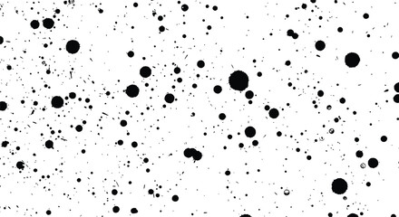 Black ink splatters grunge texture overlay seamless pattern abstract monochrome background vector illustration