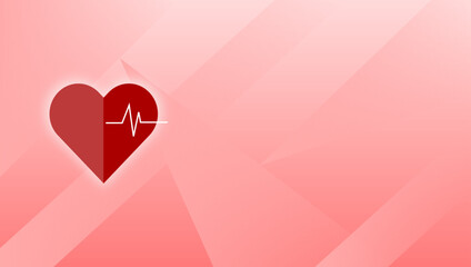 Heart Health Graphic With Electrocardiogram Line On A Red Gradient Background Symbolizing Vital Signs