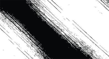 Black and white diagonal distressed grunge brush stroke vector texture overlay