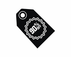 90 percent off discount badge silhouette vector illustration isolated on white background
