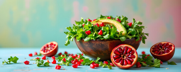 Vibrant Salad Scene with Pomegranate and Greens