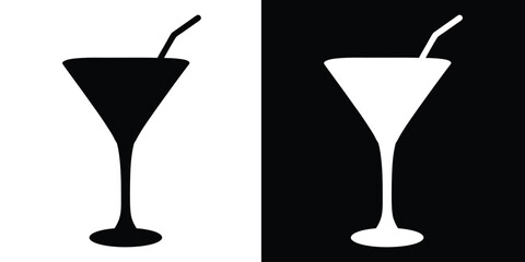 Cocktail icon, cocktail drink silhouette vector