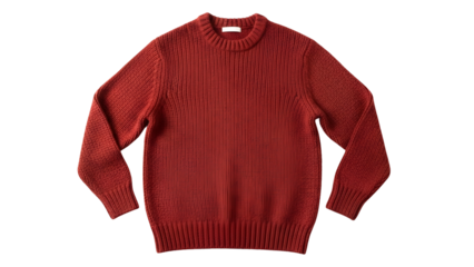 Warm knitted pullover garment displayed against a dark background