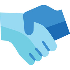 Close Up Of Two Stylized Hands Shaking In Light Blue And Dark Blue Colors Representing Agreement And Partnership On A Transparent Background