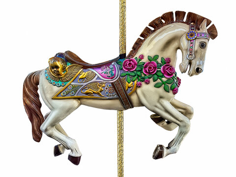 Carnival carousel horse isolated on white background