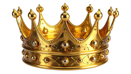 Elaborate, gleaming gold crown with ornate details on black