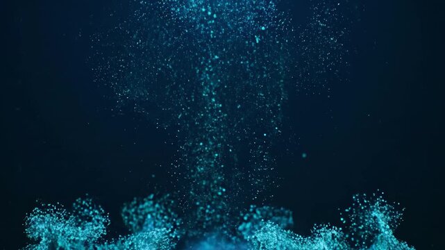 Seamlessly Looping Video of Glowing Teal and Cyan Particles Gently Rising and Dissipating light dust, colorful, dissipating