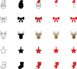 High-quality editable vector Christmas icon set, flat Christmas holiday icons