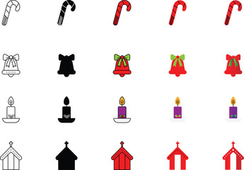 High-quality editable vector Christmas icon set, flat Christmas holiday icons