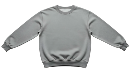 Plain gray long sleeve pullover garment displayed against a solid black background