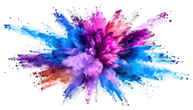 Vibrant explosion of colorful powder against a dark background - Powered by Adobe
