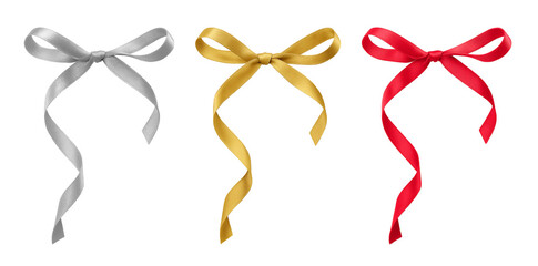 Shiny ribbon bow collection silver gold red