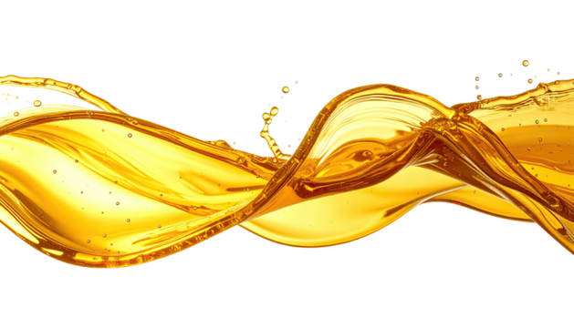 Viscous, flowing golden liquid splash against black backdrop