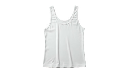 Simple white sleeveless garment displayed against a dark background
