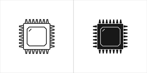 Black and white chip icon for your graphic design