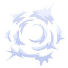 Abstract Swirling Light Blue Energy Burst With Sharp Edges Around A Central White Circle On A Transparent Background