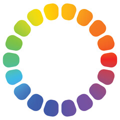 Color wheel spectrum of artist painter hue saturation and brightness with rainbow colors arranged in a circle on a transparent background