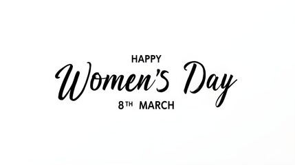 Happy Women's Day Typography. Hand drawn modern vector calligraphy. Simple inscription with swashes, wavy lettering text. 8 March International Women day greeting card and Social Media Cover