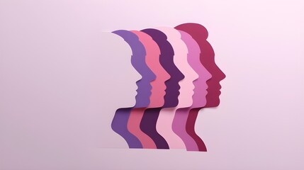 International Women's Day Poster with Multicultural Silhouette Art for Sisterhood and Equality